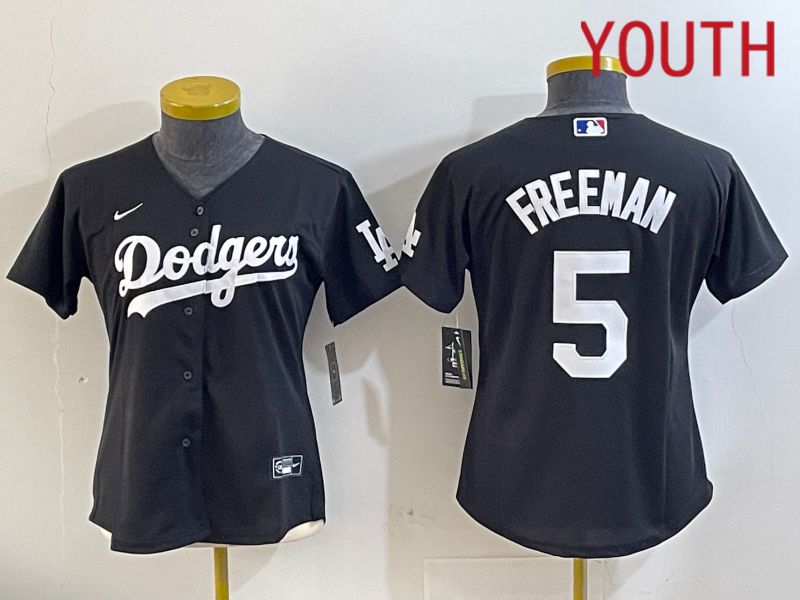 Youth Los Angeles Dodgers 5 Freeman Black Game 2024 Nike MLB Jersey style 1121